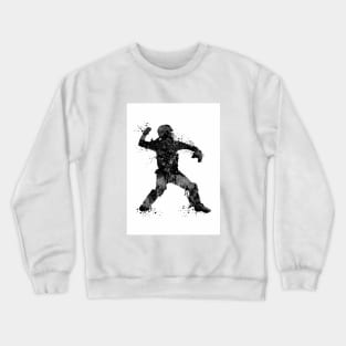 Girl Baseball Catcher Black and White Silhouette Crewneck Sweatshirt